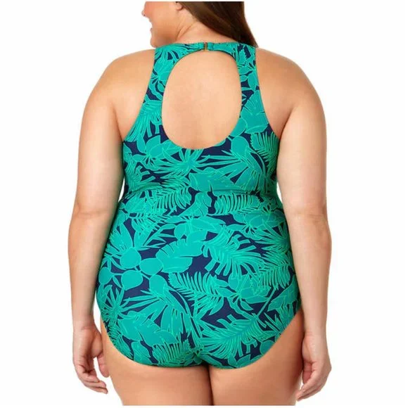 🌸 NWT Lands' End Swimsuit in Emerald Palm Foliage (SIZE M) - Picture 4 of 12